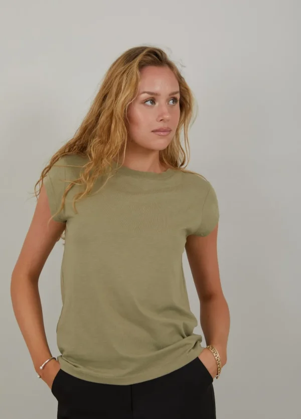 Coster Copenhagen CC Heart Basic T-Shirt Dusty Olive- T-shirts & Tops