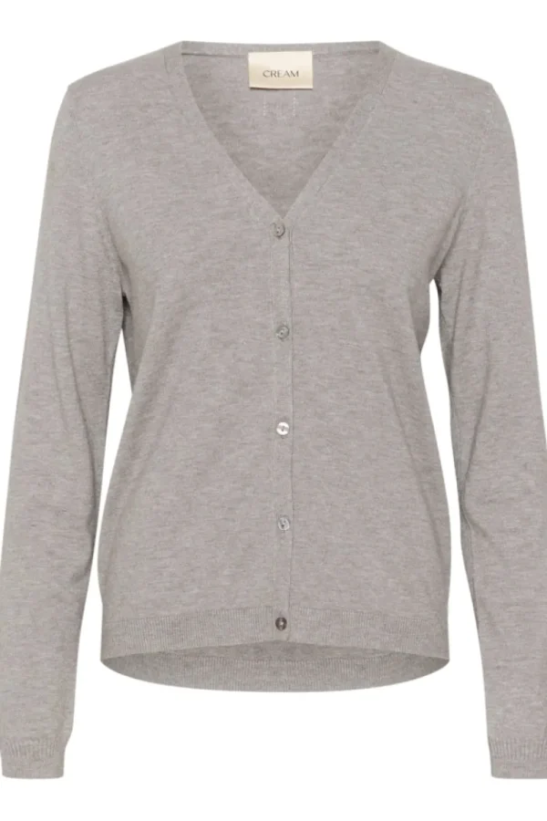 Cream CRDela Knit Cardigan Light Grey Melange- Strick & Cardigans