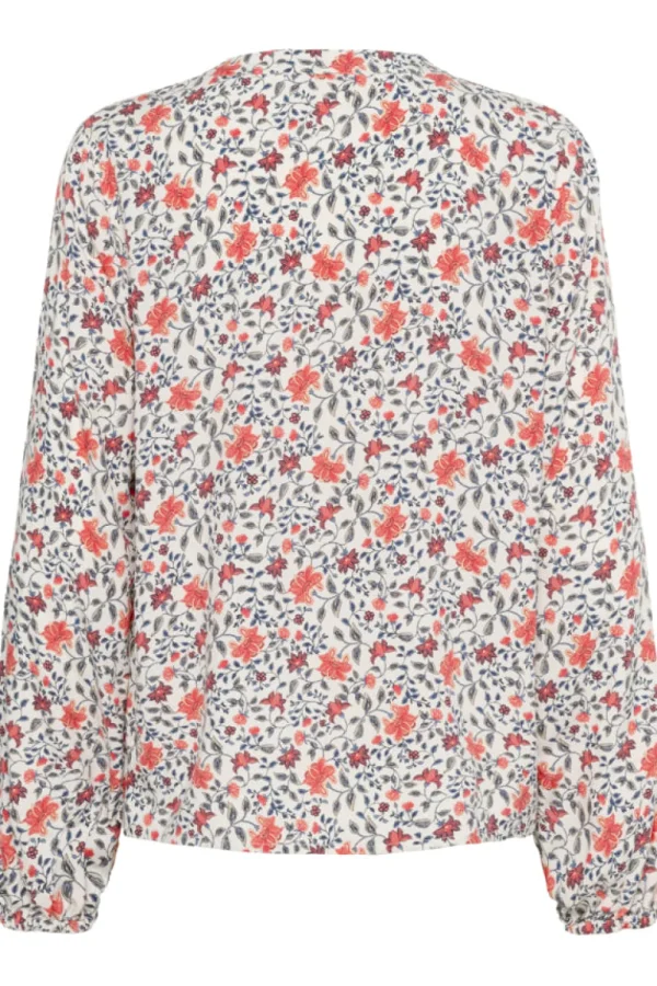 Cream CRNaomi Flounce Blouse Porcelain Rose Flower- Shirts & Blusen