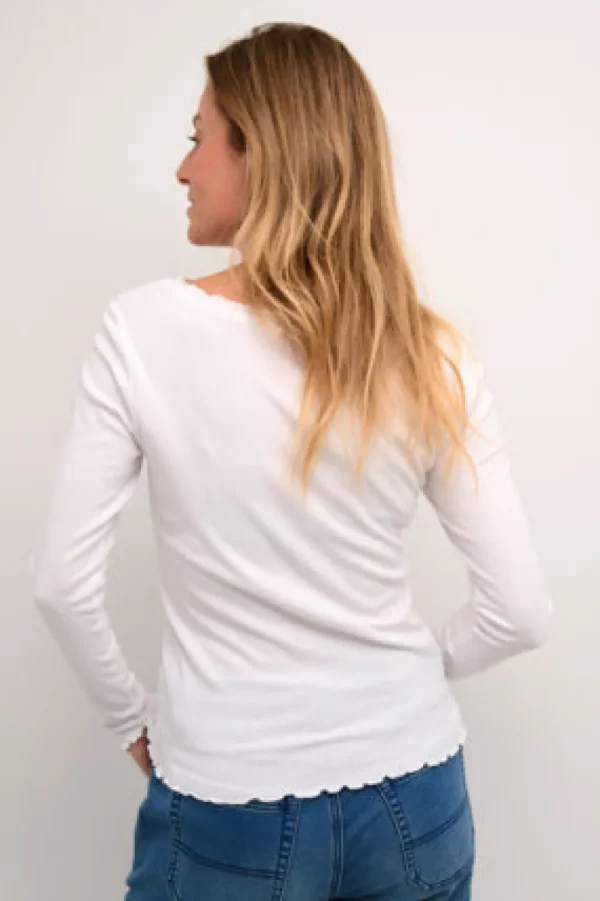 Cream CRRibba LS T-Shirt Snow White- T-shirts & Tops