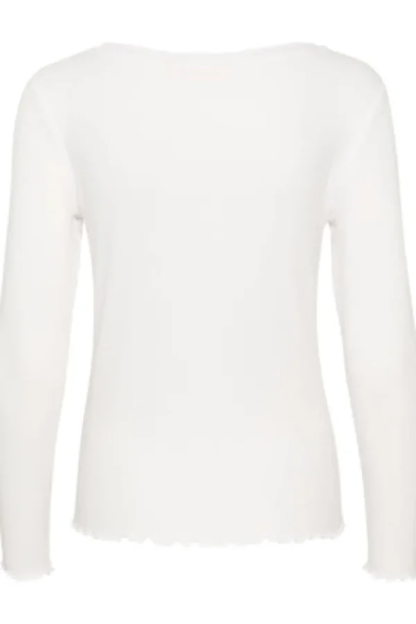 Cream CRRibba LS T-Shirt Snow White- T-shirts & Tops