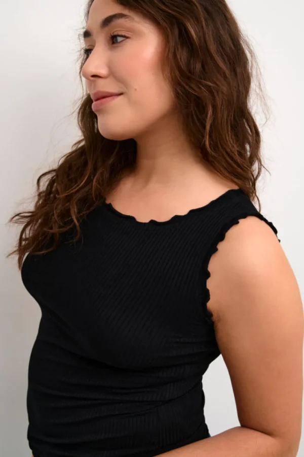 Cream CRRibba Top Pitch Black- T-shirts & Tops