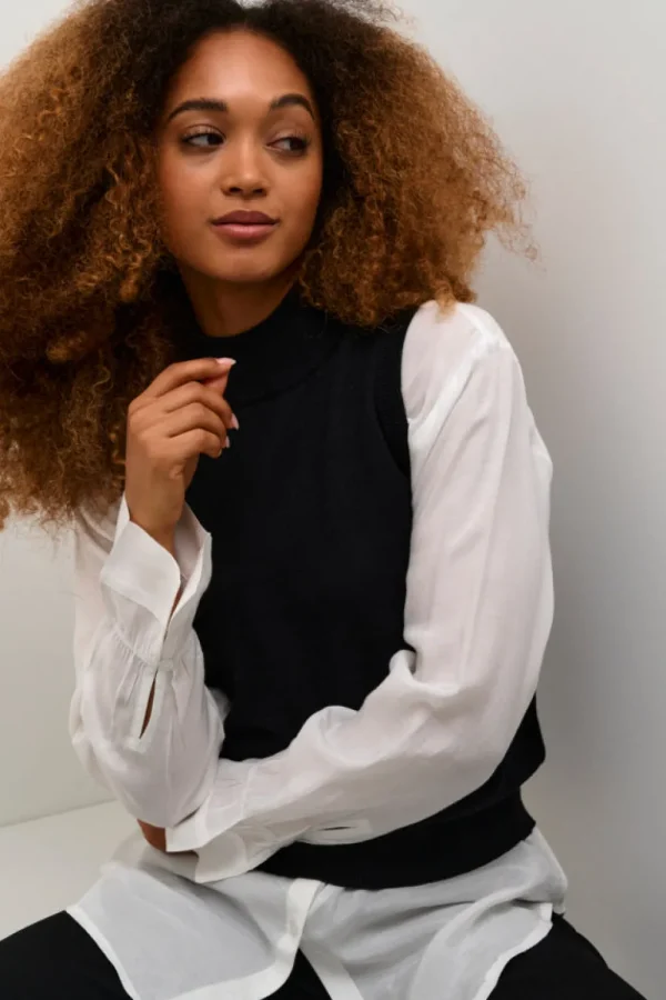 Cream CRVillea Knit Vest Pitch Black- Strick & Cardigans