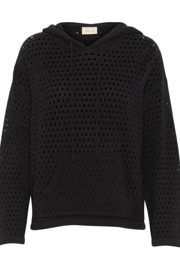 Cream CRWilow Knit Hoodie Pitch Black- Strick & Cardigans