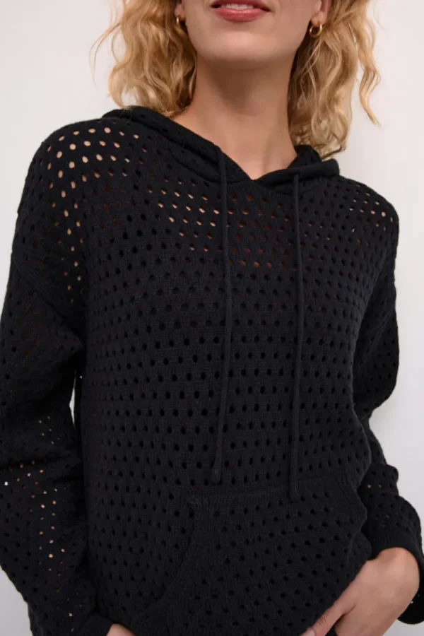 Cream CRWilow Knit Hoodie Pitch Black- Strick & Cardigans