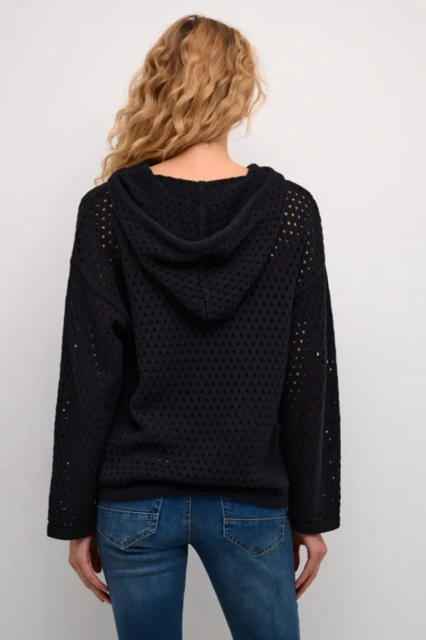 Cream CRWilow Knit Hoodie Pitch Black- Strick & Cardigans