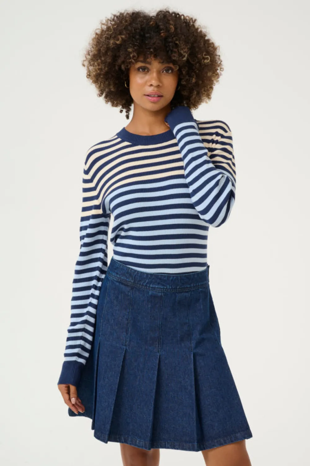 cuannemette_rib_pullover__2.webp Culture CUAnnemette Rib Pullover Light Blue/Navy- Strick & Cardigans