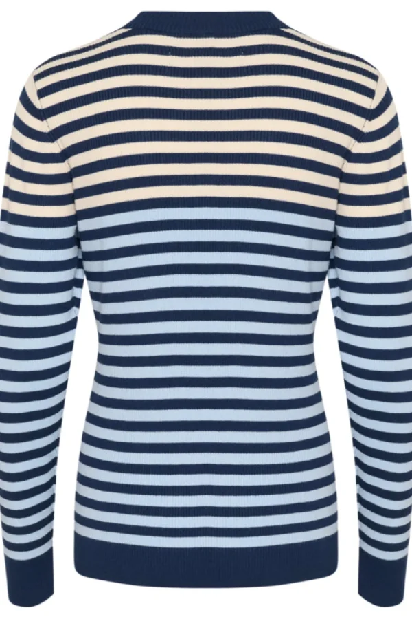 Culture CUAnnemette Rib Pullover Light Blue/Navy- Strick & Cardigans