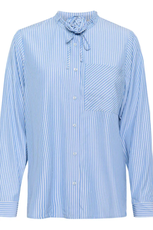 Culture CUJude Flower Shirt Blue Stripe- Shirts & Blusen