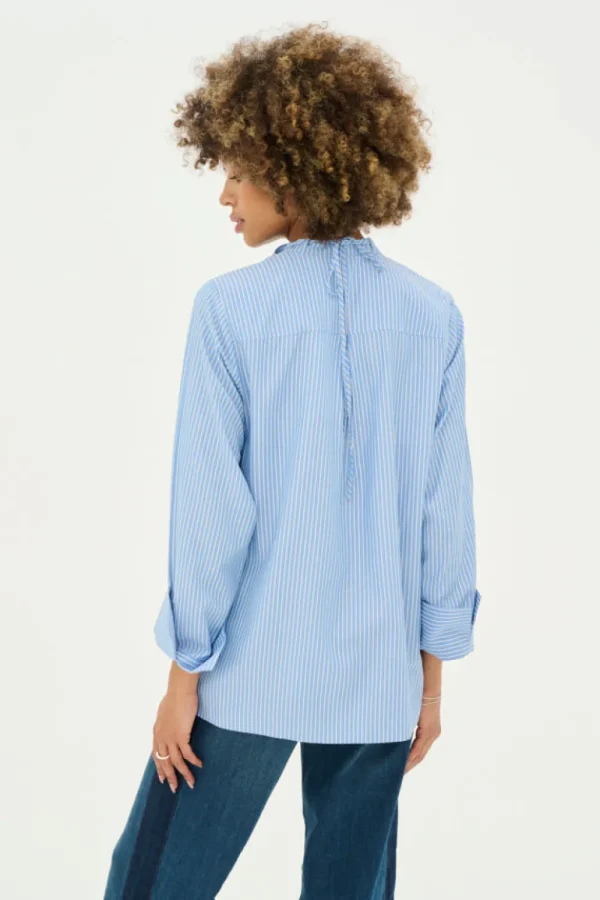 Culture CUJude Flower Shirt Blue Stripe- Shirts & Blusen
