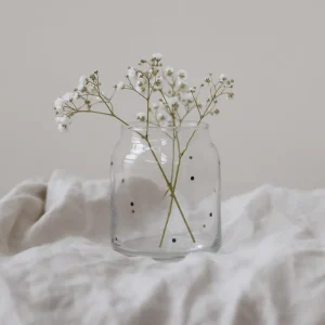 Eulenschnitt ES Vase aus Glas klein Punkte- Dekoration