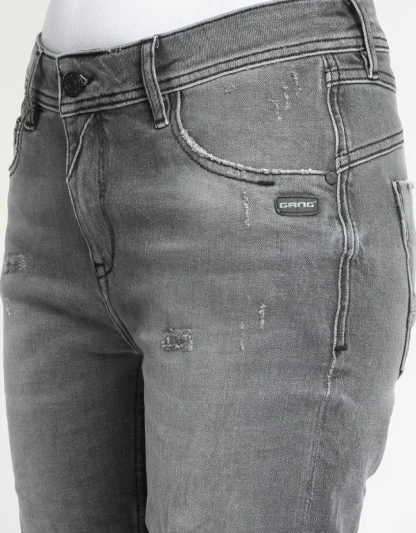 Gang 94Amelie Relaxed Fit Jeans Grey Soft Destroy- Jeans
