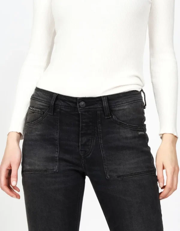 Gang 94Nica Worker Jeans Worn Black Wash- Jeans