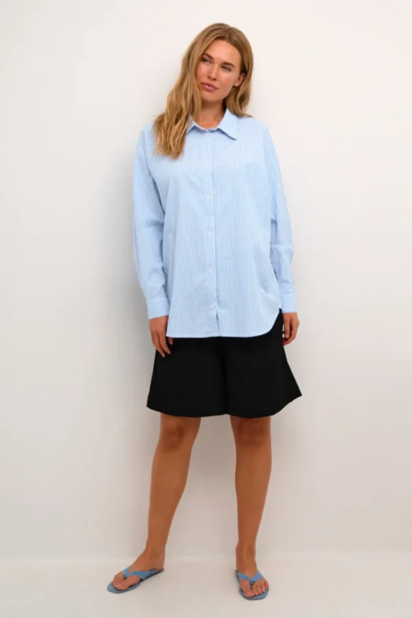 Kaffee KADabra Shirt Chalk/Blue Stripe- Shirts & Blusen