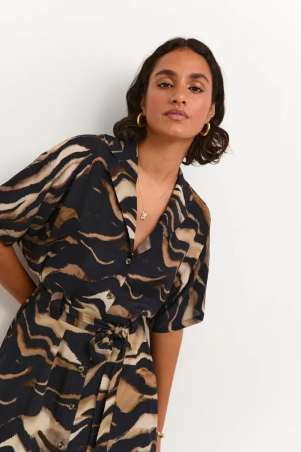 Kaffee KALaila Dress Black/Brown Tiger- Kleider