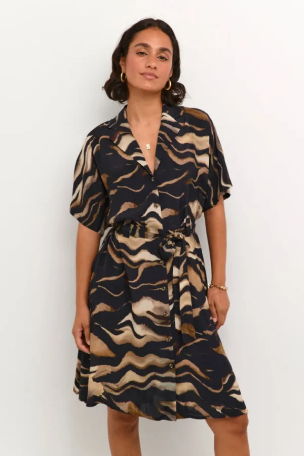 Kaffee KALaila Dress Black/Brown Tiger- Kleider