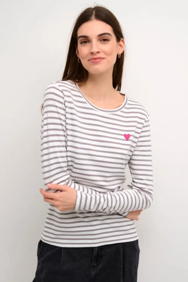Kaffee KALiddy T-Shirt Chalk Grey Fuchsia- Shirts & Blusen