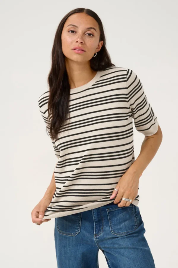 Kaffee KALizza Striped Knit Feather Gray- Strick & Cardigans
