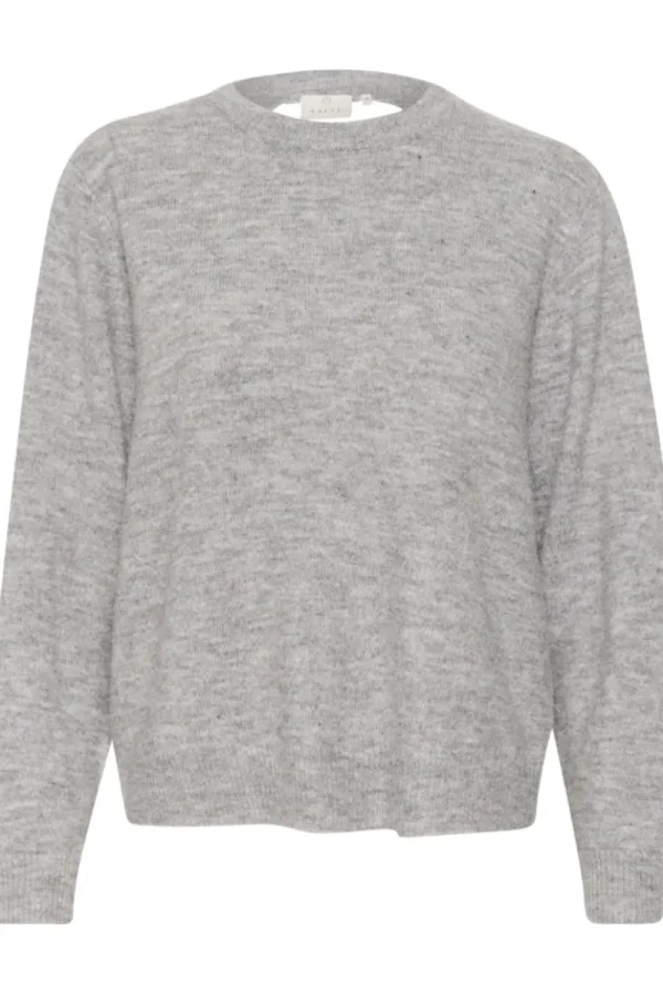 Kaffee KAMalene Open Back Pullover Grey Melange- Strick & Cardigans