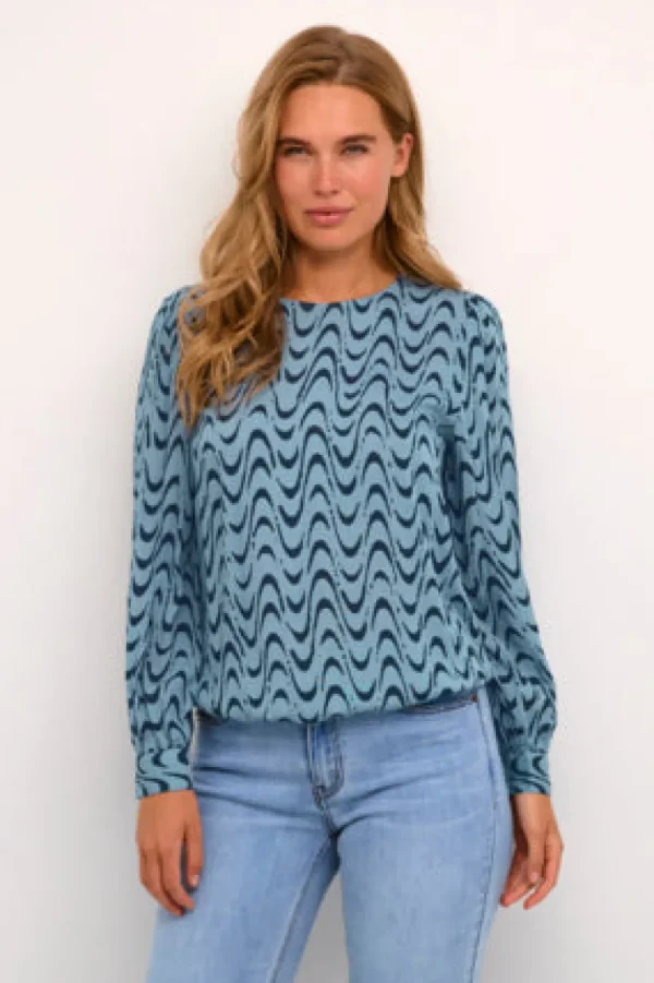 Kaffee KAMira Plain Weave Blouse Fadded Denim- Shirts & Blusen