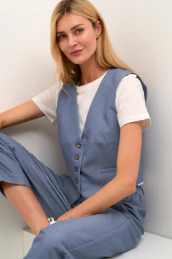 Kaffee KASakura Waistcoat Vintage Indigo- Blazer