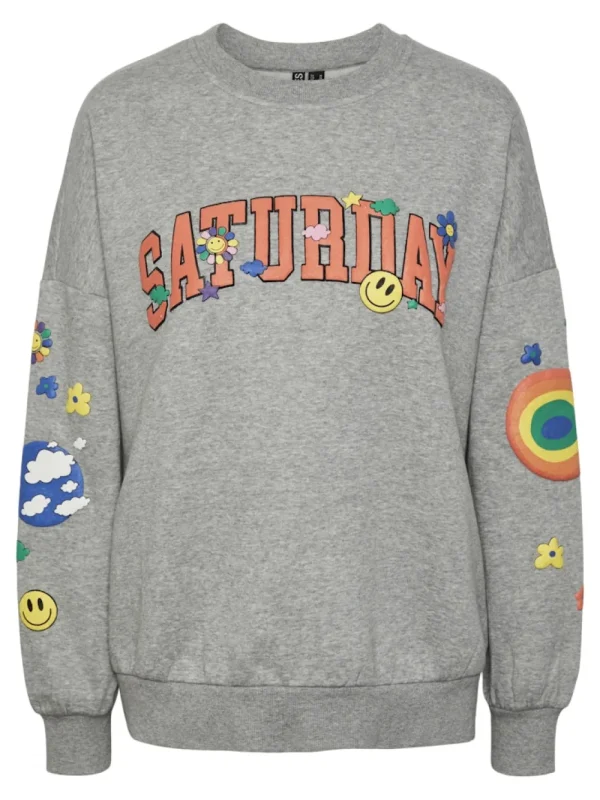 Pieces PCDinna LS Oversized Sweat LGM- Sweatshirts & Hoodies