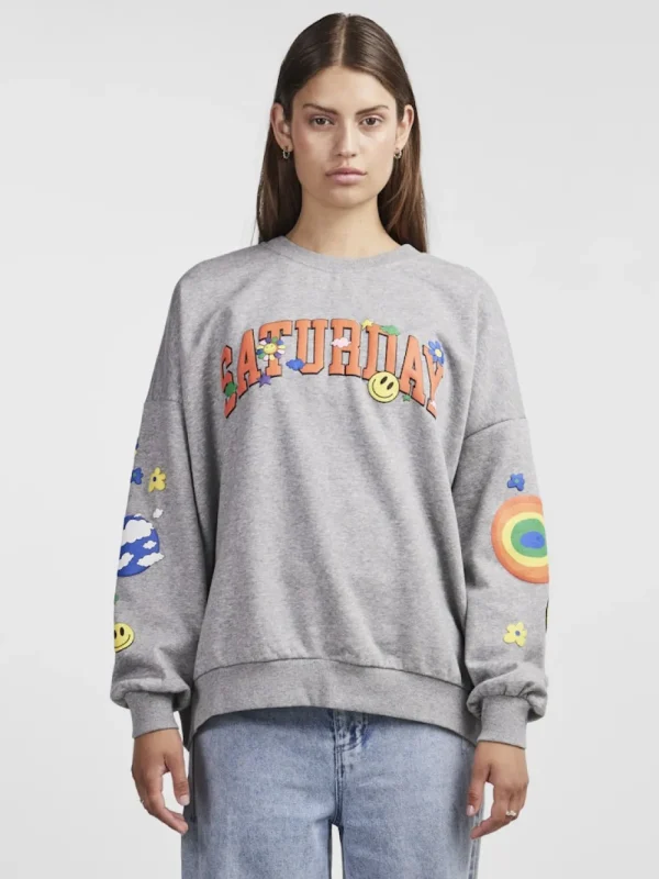 Pieces PCDinna LS Oversized Sweat LGM- Sweatshirts & Hoodies