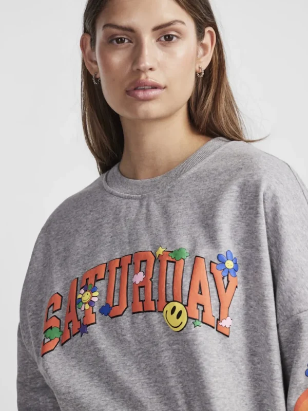 Pieces PCDinna LS Oversized Sweat LGM- Sweatshirts & Hoodies