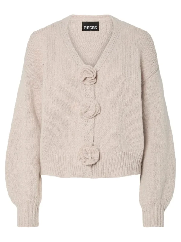 Pieces PCFatima LS Knit Cardigan Silver Gray- Strick & Cardigans