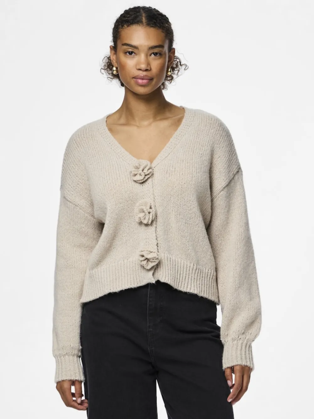 pcfatima_ls_knit_cardigan_1.webp Pieces PCFatima LS Knit Cardigan Silver Gray- Strick & Cardigans