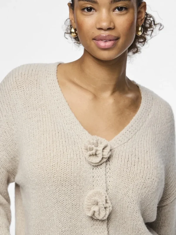 Pieces PCFatima LS Knit Cardigan Silver Gray- Strick & Cardigans