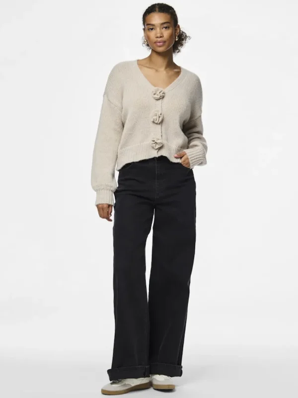 Pieces PCFatima LS Knit Cardigan Silver Gray- Strick & Cardigans