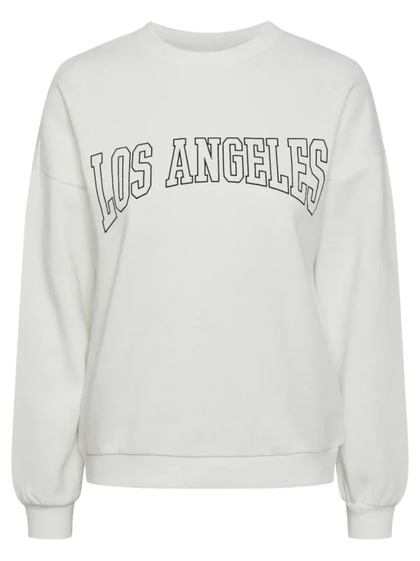 Pieces PCFreya LS Oversize Sweat Bright White- Sweatshirts & Hoodies