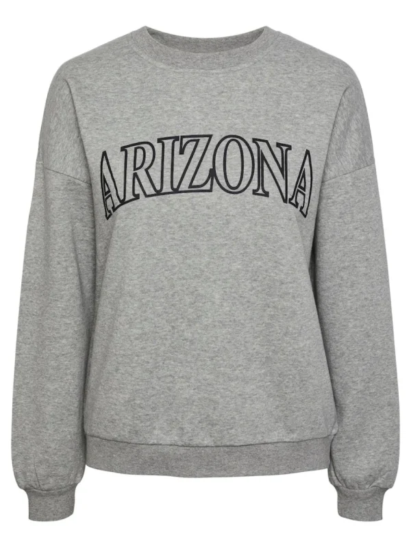 Pieces PCFreya LS Oversize Sweat Grey Melange- Sweatshirts & Hoodies