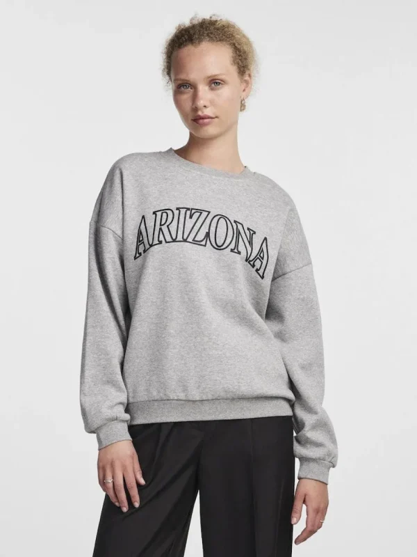 Pieces PCFreya LS Oversize Sweat Grey Melange- Sweatshirts & Hoodies