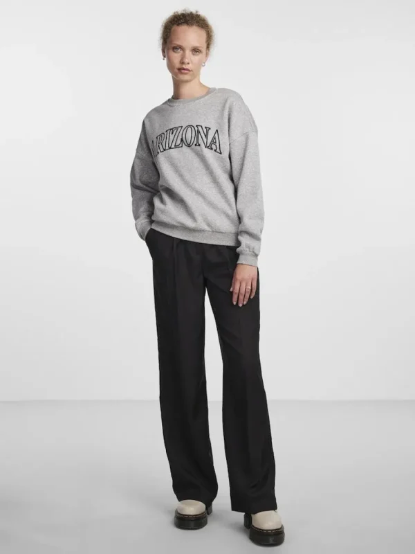 Pieces PCFreya LS Oversize Sweat Grey Melange- Sweatshirts & Hoodies