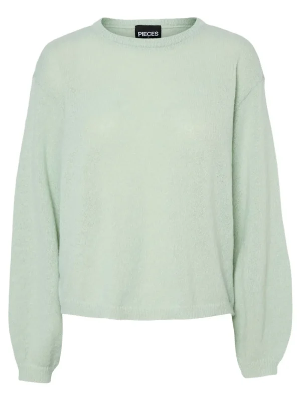 Pieces PCIda LS O-Neck Knit Cameo Green- Strick & Cardigans