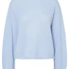 Pieces PCIda LS O-Neck Knit Cashmere Blue- Strick & Cardigans