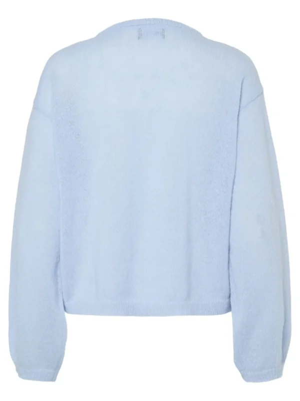 Pieces PCIda LS O-Neck Knit Cashmere Blue- Strick & Cardigans