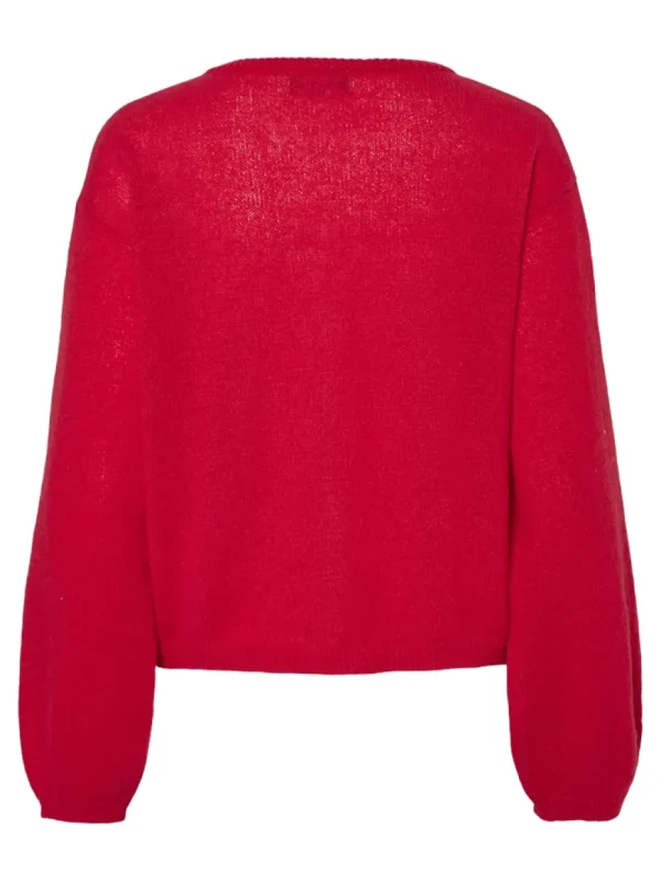 Pieces PCIda LS O-Neck Knit High Risk Red- Strick & Cardigans
