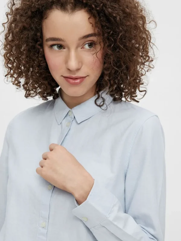 Pieces PCIrena LS Oxford Shirt Kentucky Blue- Shirts & Blusen