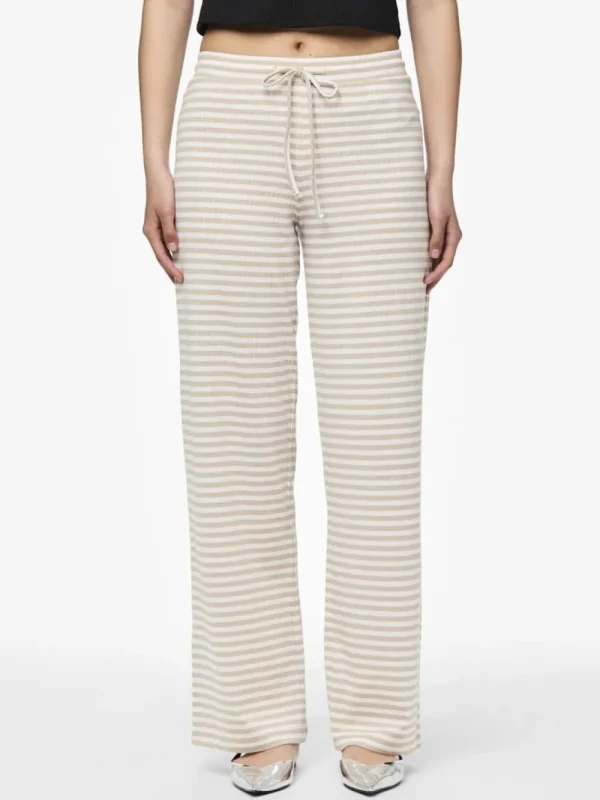 Pieces PCLaya MW Wide Pants White Silver Gray- Hosen