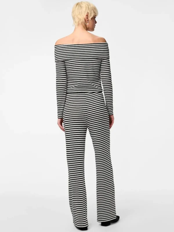 Pieces PCLaya MW Wide Pants White Stripes- Hosen