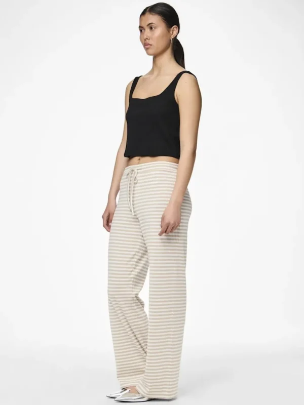Pieces PCLaya MW Wide Pants White Silver Gray- Hosen