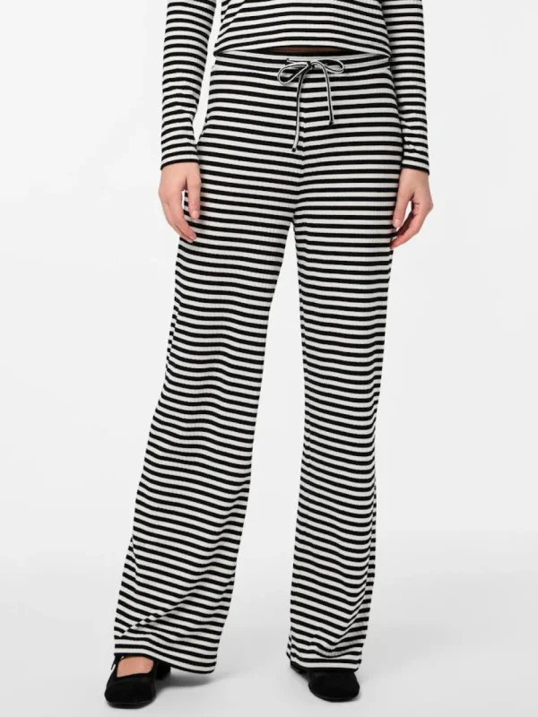 Pieces PCLaya MW Wide Pants White Stripes- Hosen