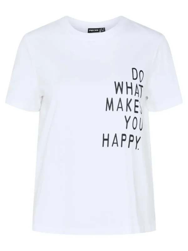Pieces PCMaria SS PO-Neck Tee Bright White- T-shirts & Tops