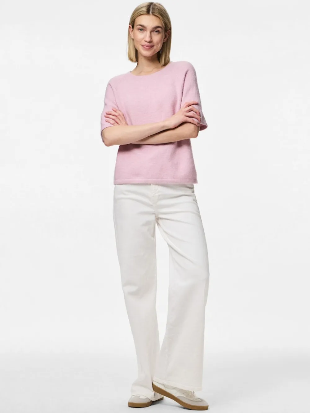 pcmikela_ss_oneck_knit_da_3.webp Pieces PCMikela SS O-Neck Knit Dawn Pink- Strick & Cardigans