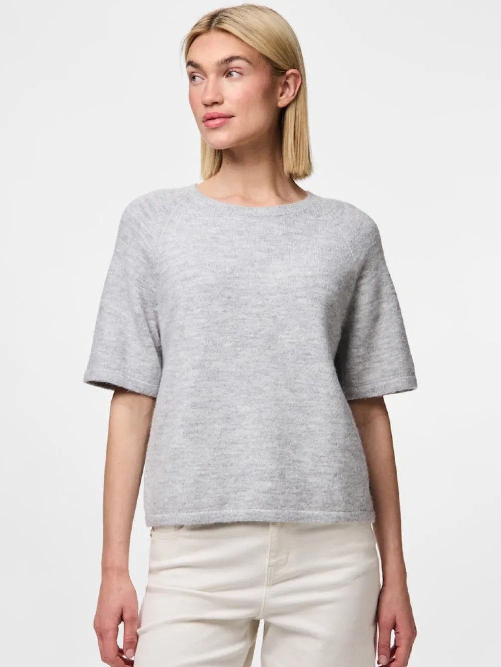 pcmikela_ss_oneck_knit_lg_1.webp Pieces PCMikela SS O-Neck Knit LGM- Strick & Cardigans