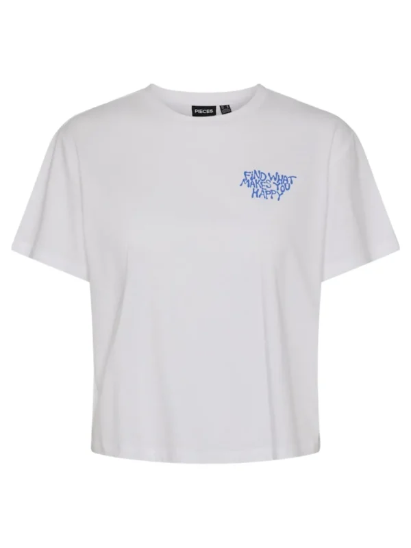 Pieces PCNesie SS Printed T-Shirt Bright White- T-shirts & Tops