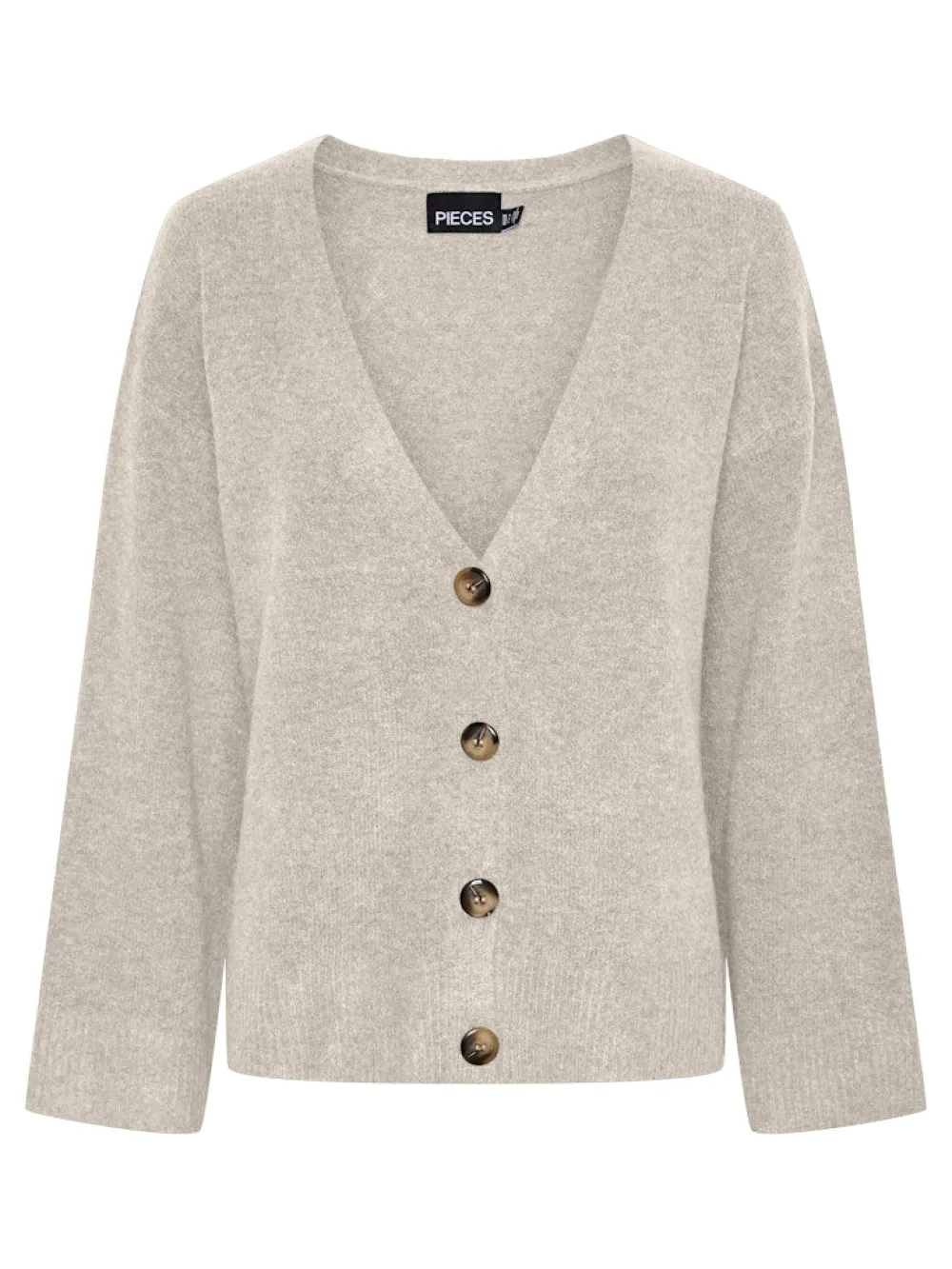 pcnuna_ls_vneck_knit_card_0.webp Pieces PCNuna LS V-Neck Knit Cardigan Silver Gray- Strick & Cardigans